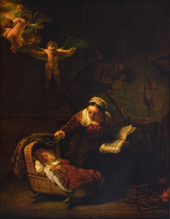 Painting titled 'The Holy Family with Angels'