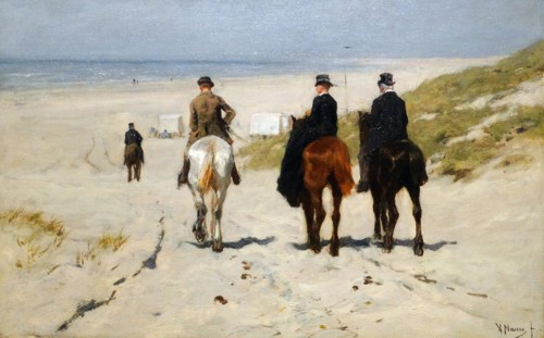 Painting titled 'Morning Ride along the Beach'
