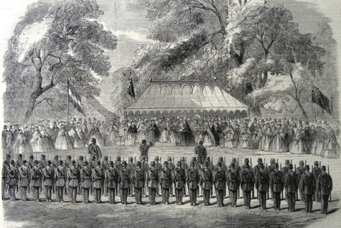 Presentation of a silver bugle by Lady Duff Gordon