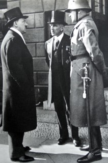 Adolf Hitler ; Franz von Papen (centre) and General Werner von Blomberg