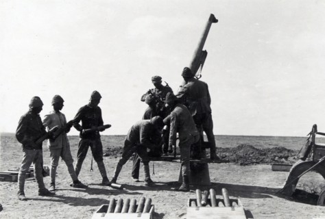 Photograph of Anti-Aircraft guns at the Battle of Tel el Khuweilfe