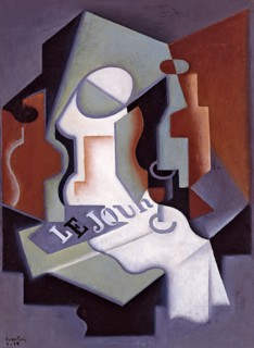 Painting titled 'Botella y Frutero'