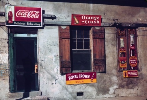 Colour photograph of a shanty town bar