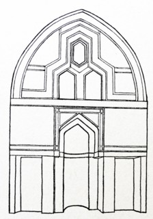 Sketch of the Mihrab wall from the tomb of Mustafa Pasha