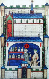 Miniature of a mediaeval pharmacy