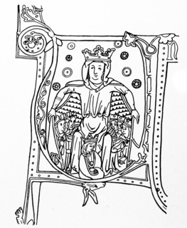 Illuminated initial depicting Philosophy, the mother of learning.