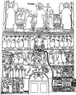 Line drawing of a fresco from Torcello