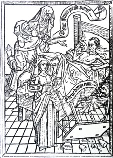 Plate from a block-book illustrating sin of impatience (the folly of man)