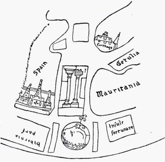 The Pillars of Hercules, as shown in a mediaeval map.