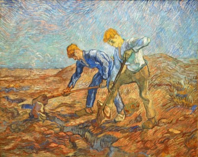 Two Peasants Digging by Vincent Van Gogh