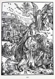 Woodcut by Albrecht Durer; The Revelation of St John: 15. The Angel with the Key to the Bottomless Pit