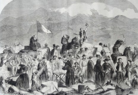 The revolution in Sicily. The Sicilians Demolishing Fort of Castellamare, at Palermo