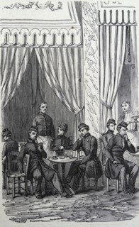 French army officers eating in a restaurant