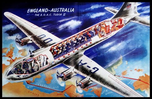 Colour cut-out diagram of a British 1940s commercial plane