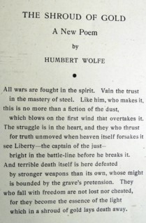 Copy of the poem titled 'The Shroud of Gold'