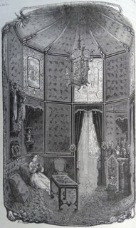 Illustration of a young wealthy girl sitting on a couch reading