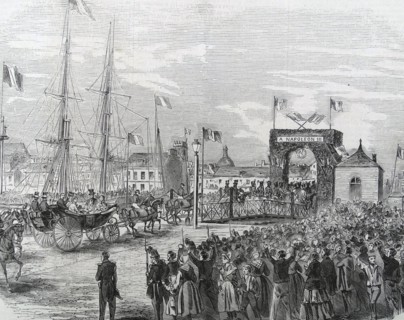 Illustration depicting the entrance of an Empress into Dieppe