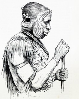 Illustration from a book depicting a painted Aboriginal man