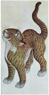 Korean painting depicting a tiger tory, 17th to 18th century