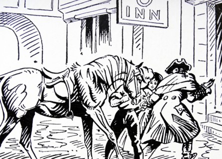 Childrens book illustration about a highway robber