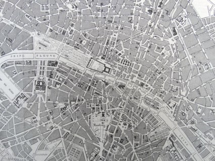 19th Century Map of Paris with the River Seine depicted