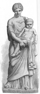Illustration of a statue of Julia Agrippina holding an infant Caligula