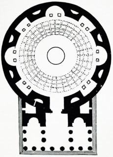 Illustration from a book depicting the ground plan of the Pantheon in Rome
