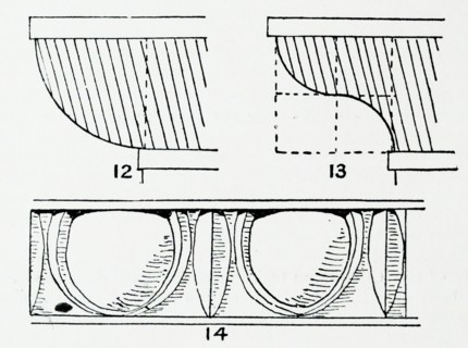 Illustration from a book depicting different types of Roman mouldings