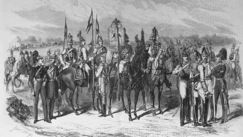 Engraving of the Russian army's uniforms of the 1st Cavalry Division Guard