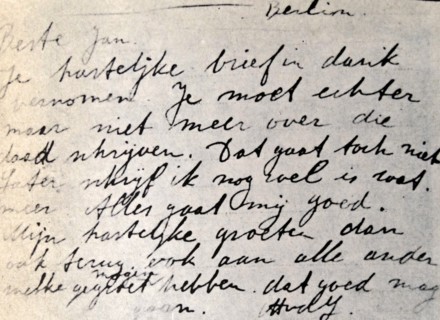 A letter from van der Lubbe (convicted for the Reichstag Fire in 1933) from prison.