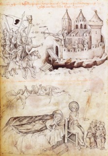 The Mongols at Liegnitz display the head of Henry II of Silesia. 1451.
