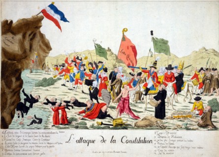 1792. Cartoon showing clergy, nobility, and fugitive counterrevolutionaries,