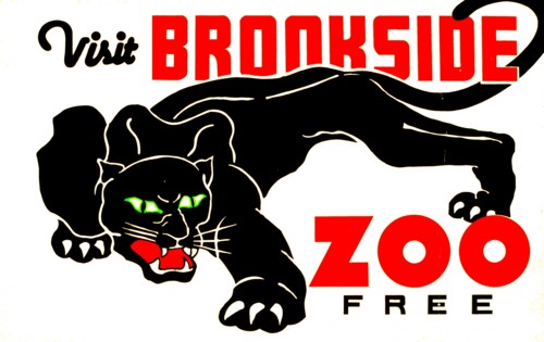 Visit Brookside Zoo free. Federal Art Project poster 1937
