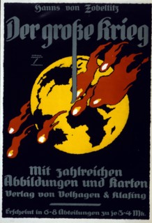 Poster is an advertisement for The Great War by Hanns von Zobeltitz, a book with maps and pictures