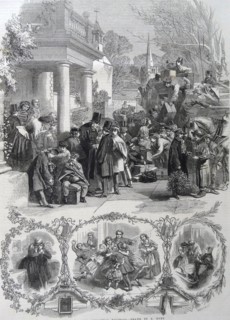 Engraving depicting Christmas Eve traditions