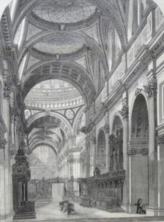Engraving depicting the interior of St. Paul's Cathedral