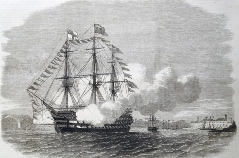 Engraving of the H.M.S. 'Impregnable'