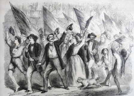 Engraving depicting the Neapolitans proceeding to register their votes