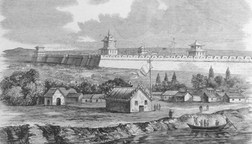 Engraving depicting Tien-Tsin, on the banks of the Peiho River