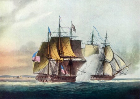 Painting titled 'The Capture of the Chesapeake by the Shannon'