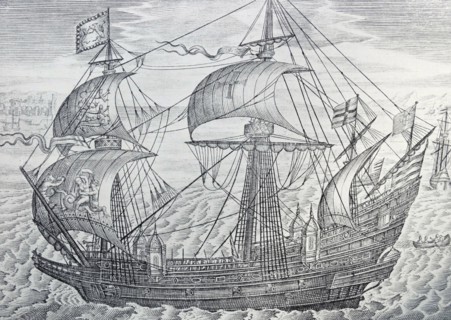 Line engraving of The Ark Royal