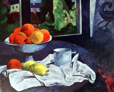 Painting titled 'Still Life with Fruit, Brittany'