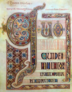 Decorative initial from the Lindisfarne Gospels