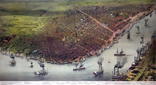 Colour sketch of the city of New Orleans