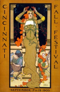 Colour poster advertising the 'Cincinnati fall festival' of 1903