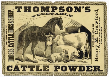 Advert for Thompson's Vegetable Cattle Powder