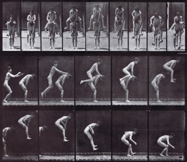 Locomotion plate depicting a nude boy playing leapfrog 1887