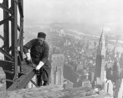 Photograph of a construction worker on the Empire State Building 1930
