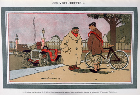 Ces voiturettes!', French motoring cartoon', 1913; by Jean Villemot,