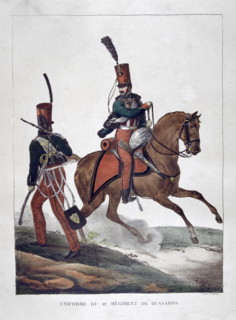 Uniformed cavalryman of the French Hussars Regiment, 1823